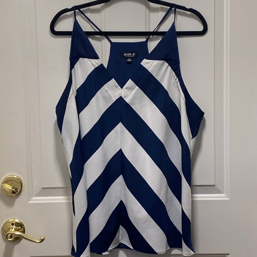 Allen B Stripe Cami Tank, XL Navy Blue
